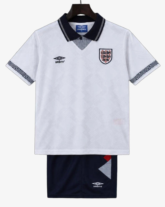 England 90-92 Retro Home Kids Kit - Front View